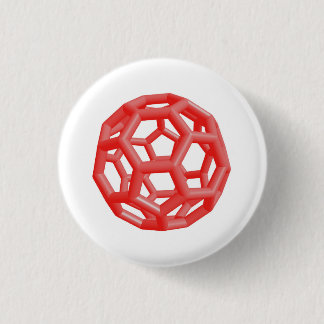 Buckminsterfullerene Molecule (Red) 3 Cm Round Badge
