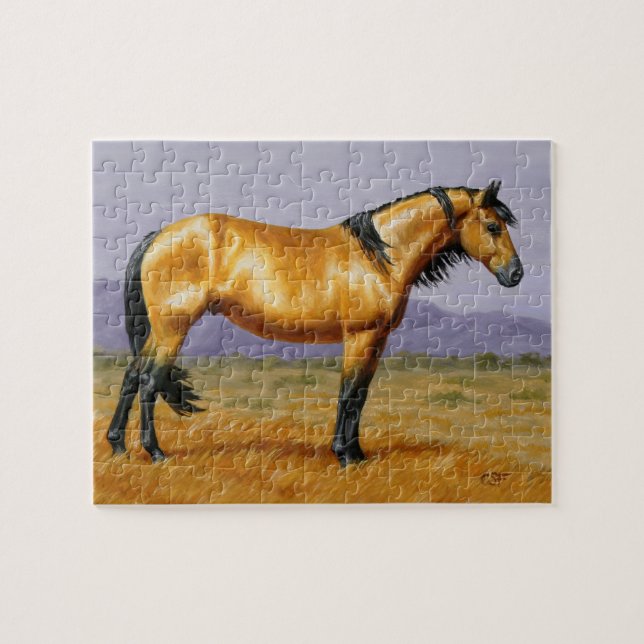 Bucksin Wild Horse Mustang Stallion Jigsaw Puzzle (Horizontal)