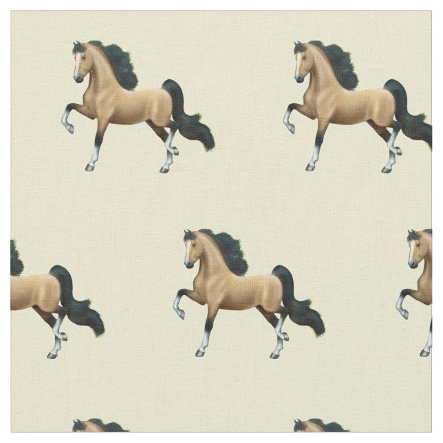 Buckskin American Saddlebred Horse Fabric (Close Up)
