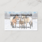Buckskin Appaloosa Horses In Snow Business Card (Back)