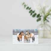 Buckskin Appaloosa Horses In Snow Business Card (Standing Front)