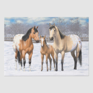 Buckskin Appaloosa Horses In Snow Tissue Paper