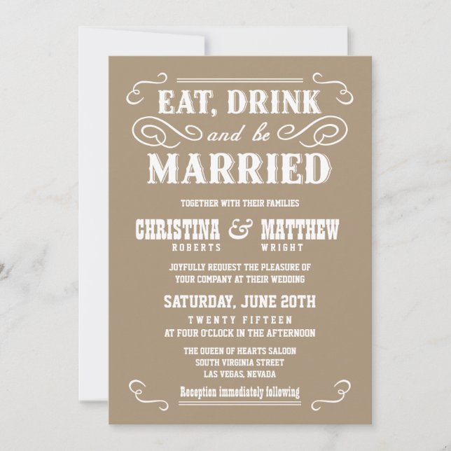Buckskin Beige Old West Wedding Invitations (Front)