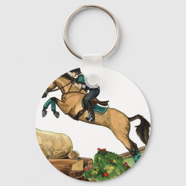 buckskin big leap xc HORSE ART Eventing Key Ring (Front)
