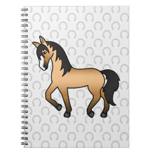 Buckskin Colour Horse Cartoon Illustration Notebook