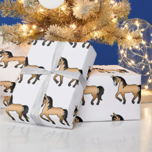 Buckskin Cute Cartoon Trotting Horse Pattern Wrapping Paper