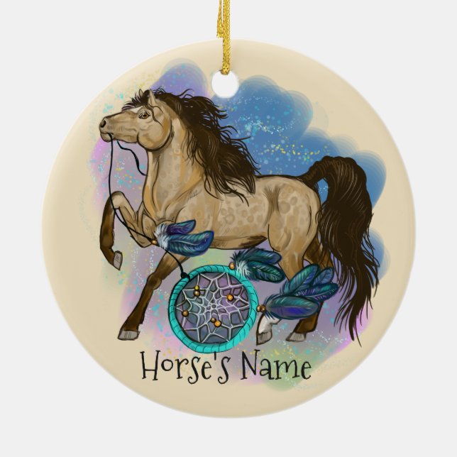 Buckskin Dreamcatcher Horse ornament (Back)