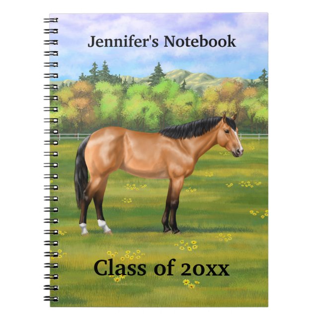 Buckskin Dun Quarter Horse Notebook (Front)