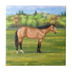 Buckskin Dun Quarter Horse Tile