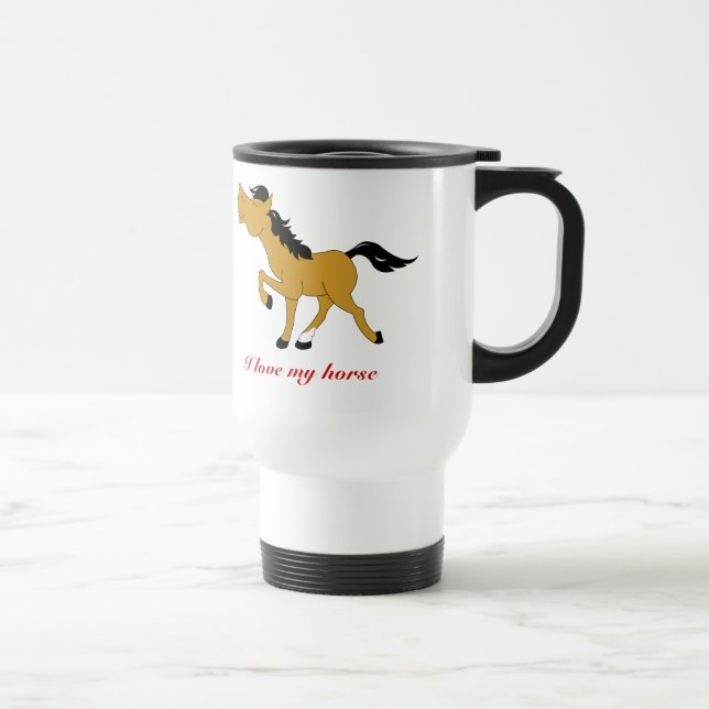 BUCKSKIN HORSE COFFEE TRAVEL MUG CUSTOM (Right)