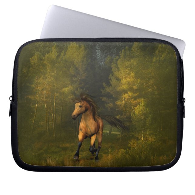 Buckskin Horse in the Forest Laptop Case (Front)