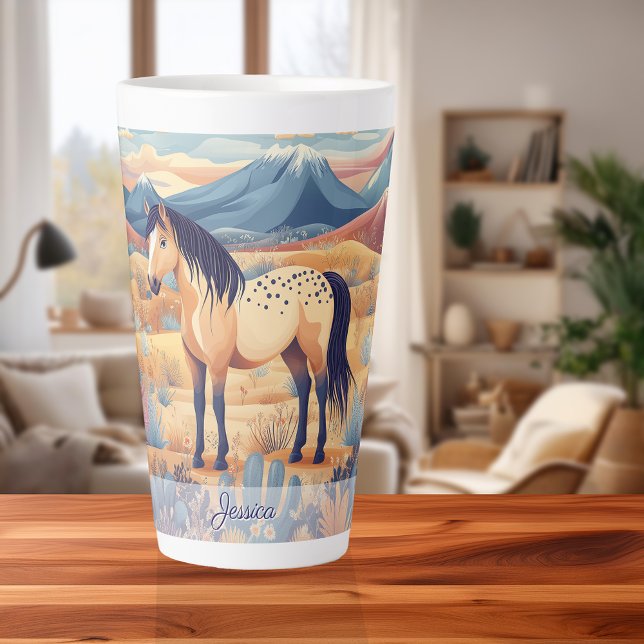 Buckskin Horse Pink Blue Purple Girls Personalised Latte Mug (Buckskin Horse Pink Blue Purple Girls Personalized Latte Mug)