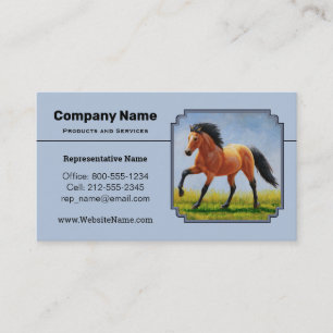 Buckskin Horse Running Light Blue Business Card