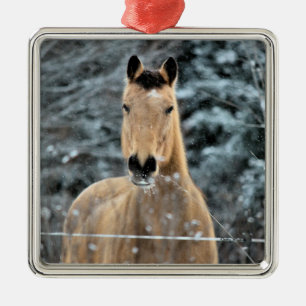 Buckskin Horse Winter Metal Tree Decoration