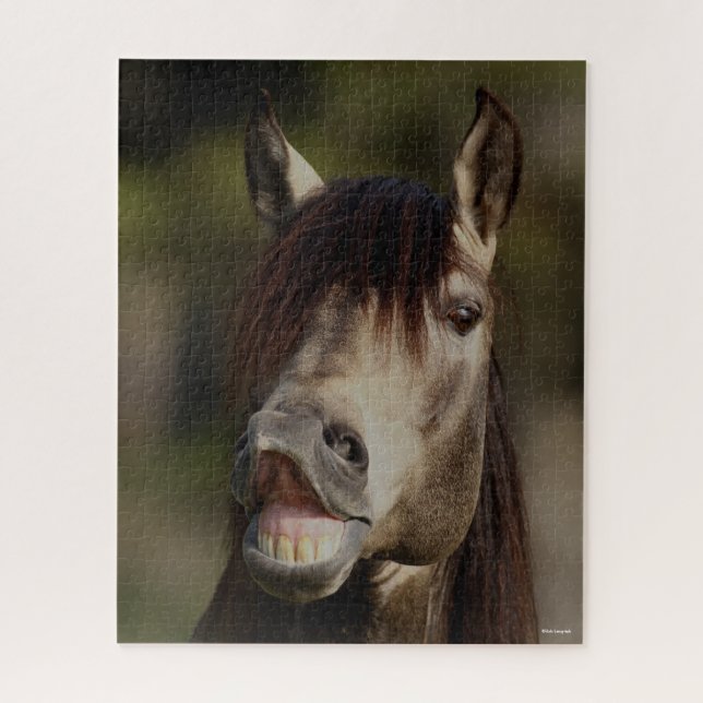 Buckskin Lusitano Stallion Flehmen Headshot Jigsaw Puzzle (Vertical)