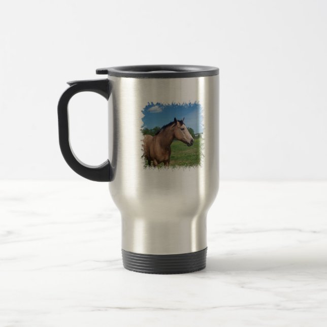 Buckskin Mustang Travel Mug (Left)