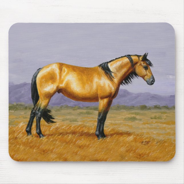 Buckskin Mustang Wild Horse Stallion  Mouse Mat (Front)