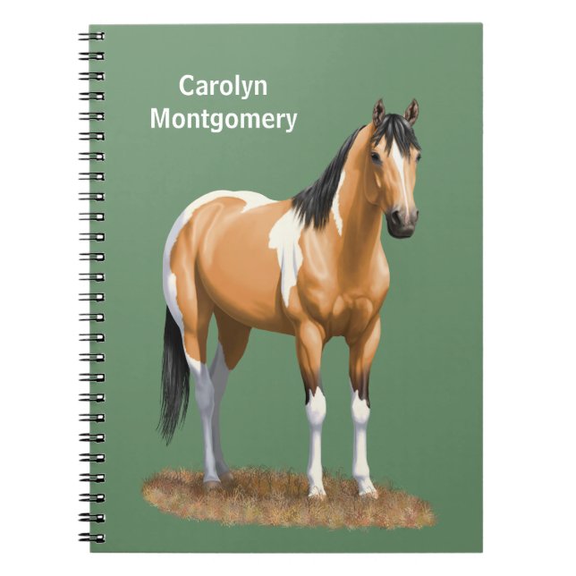 Buckskin Pinto Dun Paint Horse Staillion Notebook (Front)