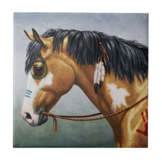 Buckskin Pinto Native American War Horse Tile