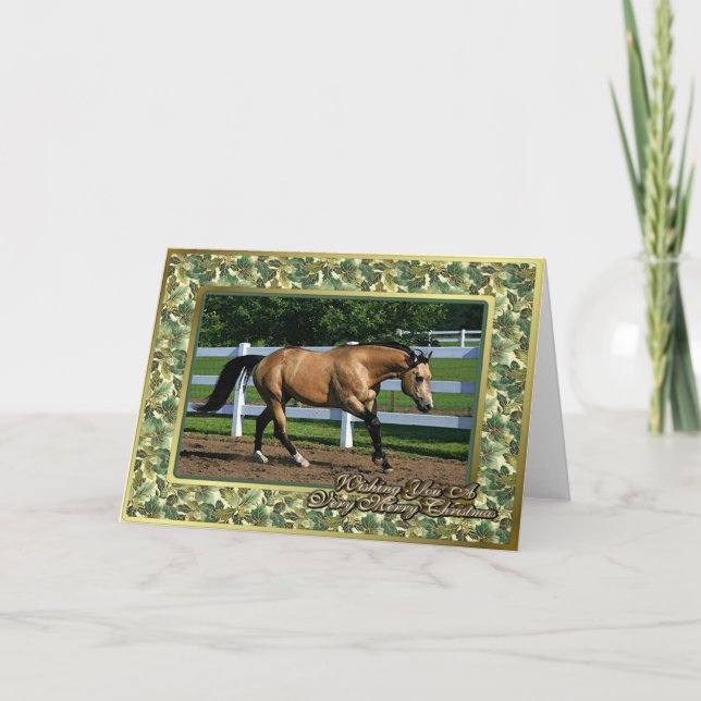 Buckskin Quarter Horse Blank Christmas Card (Front)