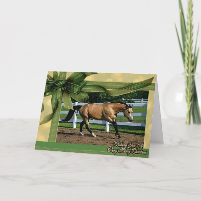 Buckskin Quarter Horse Blank Christmas Card (Front)