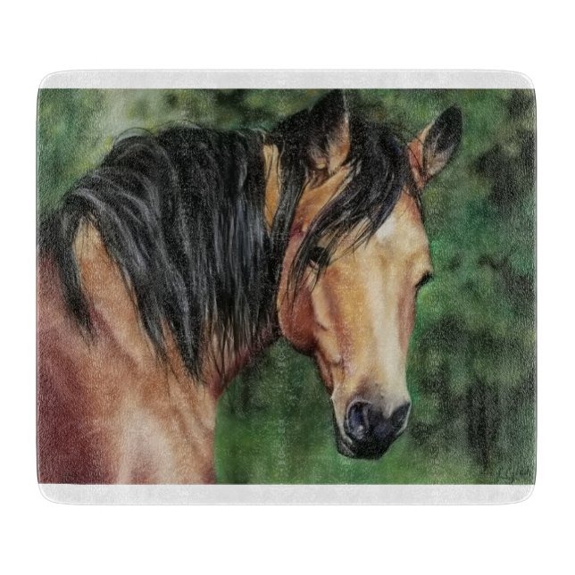 Buckskin Quarter Horse mare Cutting Board (Front)