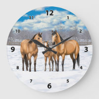 Buckskin Quarter Horses In Snow