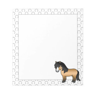 Buckskin Shetland Pony Cute Cartoon Illustration Notepad