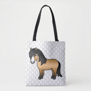 Buckskin Shetland Pony Cute Cartoon Illustration Tote Bag