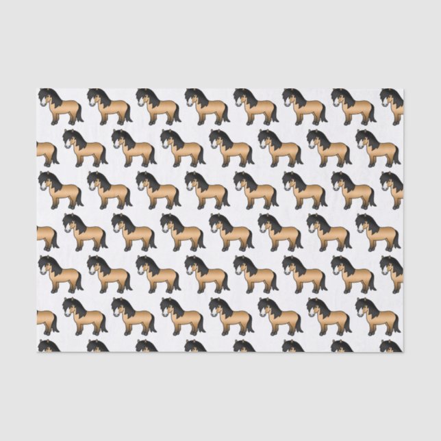 Buckskin Shetland Pony Cute Cartoon Pony Pattern Tissue Paper (Front)