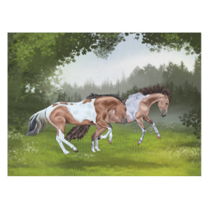 Buckskin Tobiano Paint Horses Western Equine Art Tablecloth