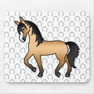Buckskin Trotting Horse Cute Cartoon Illustration Mouse Mat