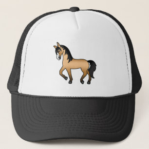 Buckskin Trotting Horse Cute Cartoon Illustration Trucker Hat