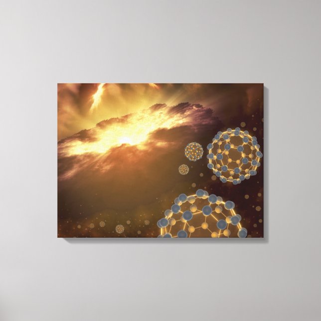 Buckyballs floating in interstellar space canvas print (Front)