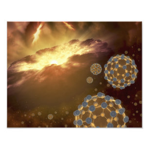 Buckyballs floating in interstellar space photo print