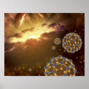 Buckyballs floating in interstellar space poster