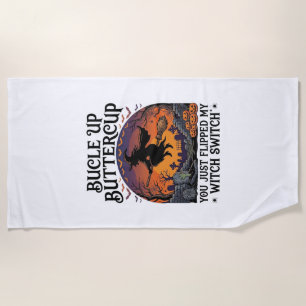 Bucle Up Buttercup Witch Switch Halloween Broom Pu Beach Towel
