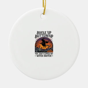 Bucle Up Buttercup Witch Switch Halloween Broom Pu Ceramic Tree Decoration