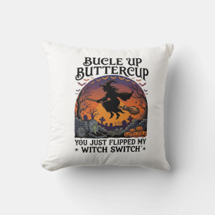 Bucle Up Buttercup Witch Switch Halloween Broom Pu Cushion