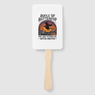 Bucle Up Buttercup Witch Switch Halloween Broom Pu Hand Fan