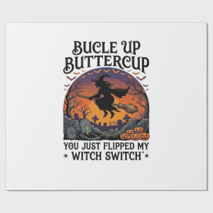 Bucle Up Buttercup Witch Switch Halloween Broom Pu Wrapping Paper