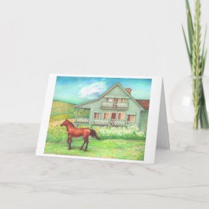 Bucolic Country House & Horse greeting card