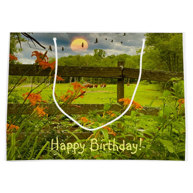 Bucolic Sunset Pasture Large Gift Bag (Front)