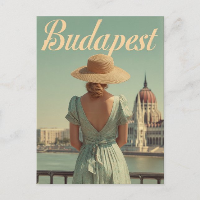 Budapest 50s vintage travel postcard (Front)