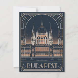Budapest art deco vintage postcard