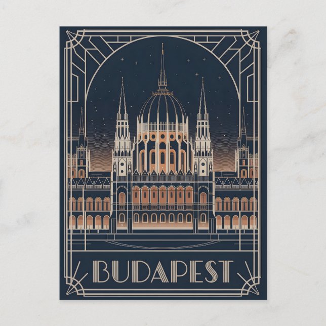 Budapest art deco vintage postcard (Front)