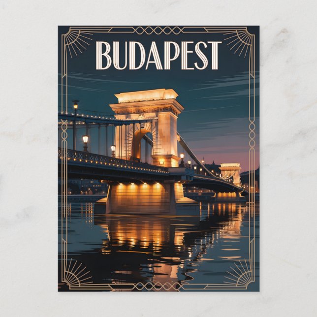 Budapest art deco vintage postcard (Front)