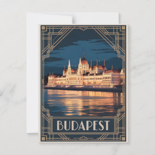 Budapest art deco vintage postcard