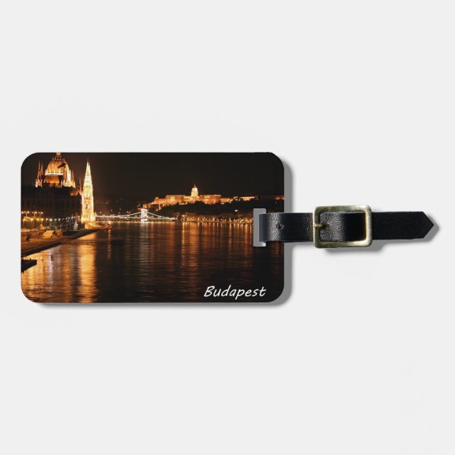 Budapest at Night Luggage Tag (Front Horizontal)