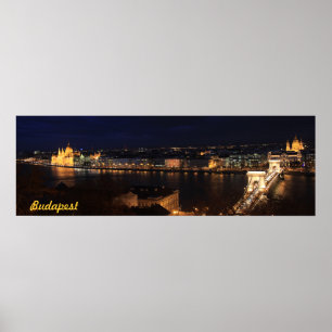 Budapest, banks of the Donau by night Poster